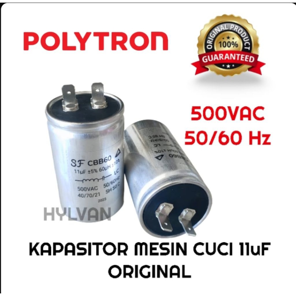 KAPASITOR MESIN CUCI 1 TABUNG POLYTRON ORIGINAL