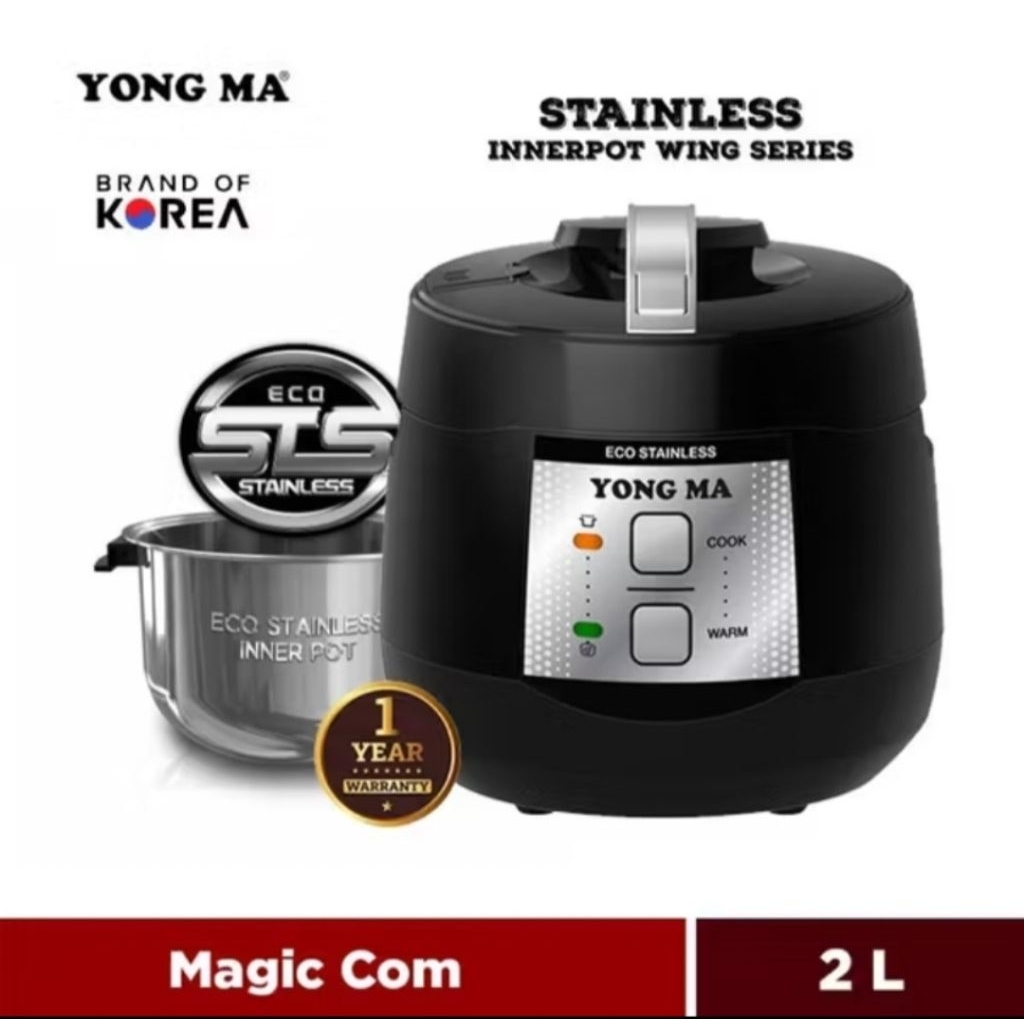 RICE COOKER YONG MA 2LITER SMC7073 STAINLESS INNERPOT