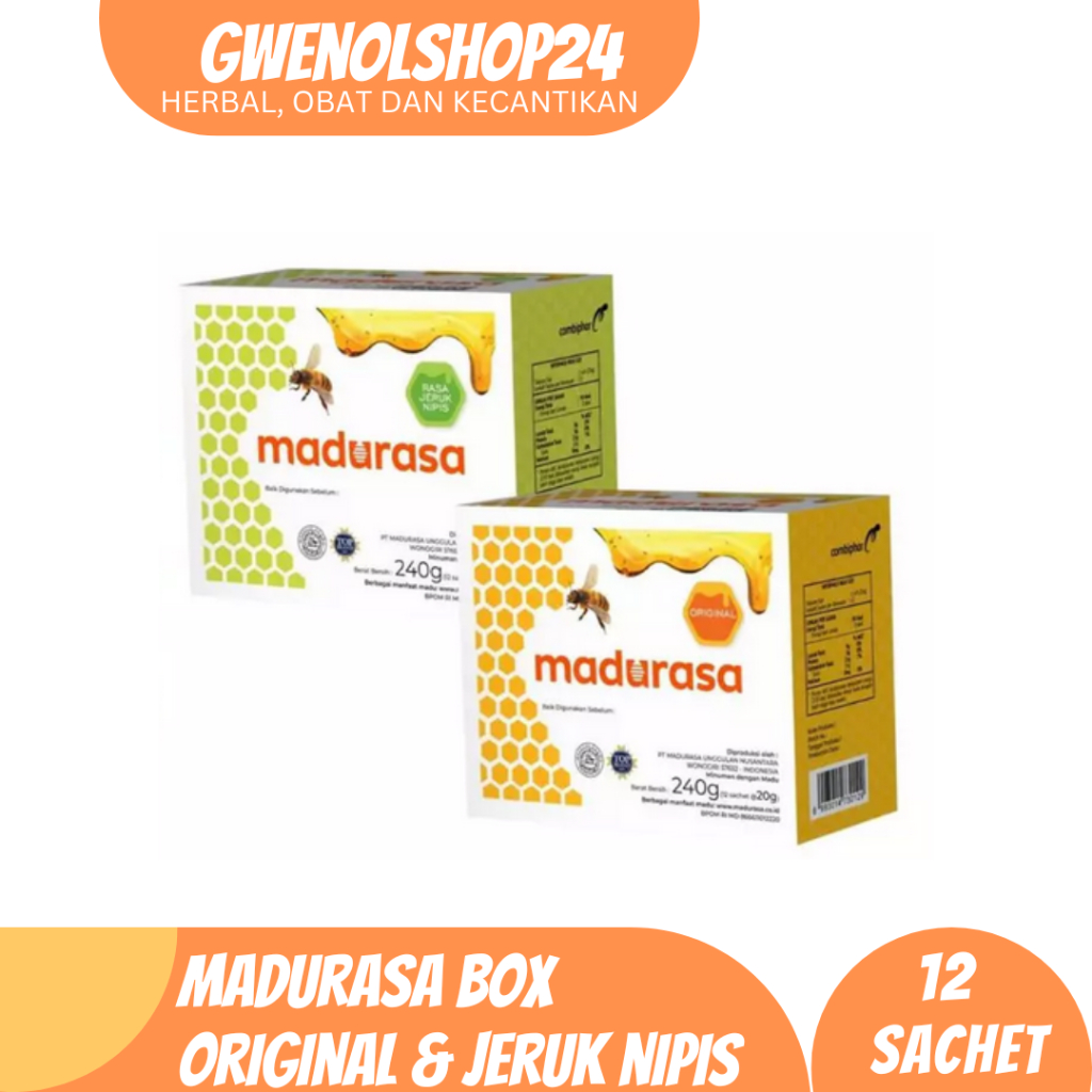 

MaduRasa Madu Original & Jeruk Nipis 12 Sachet Box | Madu Asli