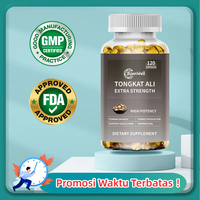 BzenWell Tongkat Ali Extra Strength Suplemen, Ekstrak Kacip Fatimah Pria Kekuatan Tinggi & Stamina O