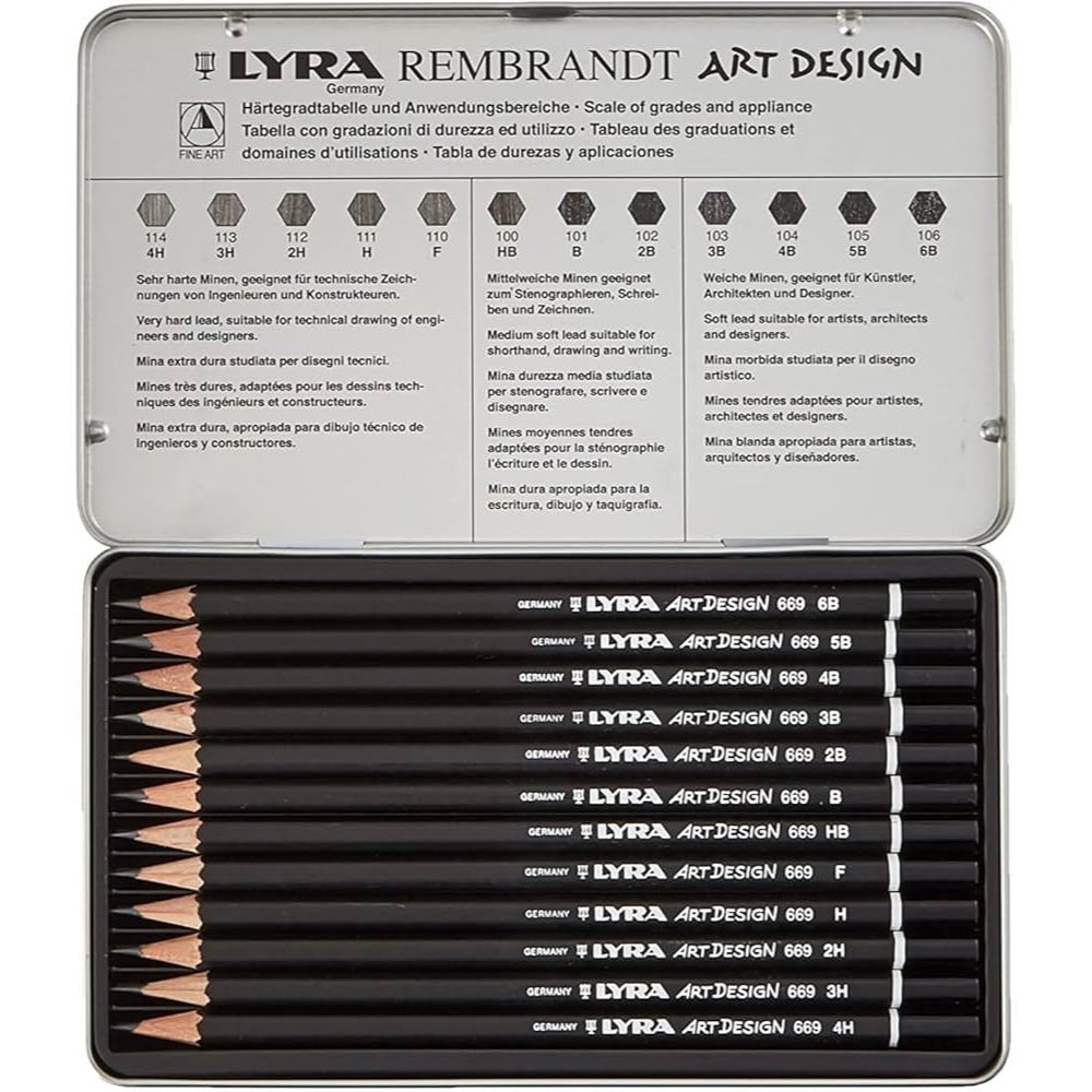 

LYRA Rembrandt art design pencils set 12 / pensil gambar / pensil sketsa metal box