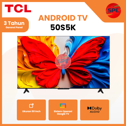 ANDROID TV TCL UKURAN 50 INCH 50S5K GOOGLE TV QLED FHD GARANSI RESMI (MEDAN)