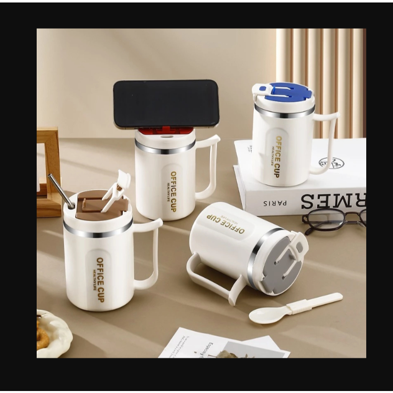 AL MUG STAINLESS MUG COFFEE TAHAN PANAS DENGAN HANDLE SEDOTAN