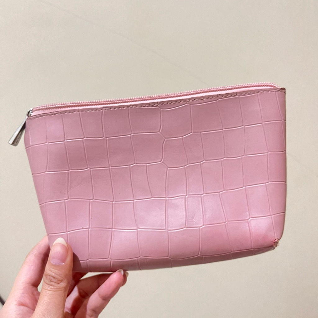 (preloved) pouch miniso pink (pouck makeup, pouch serbaguna)
