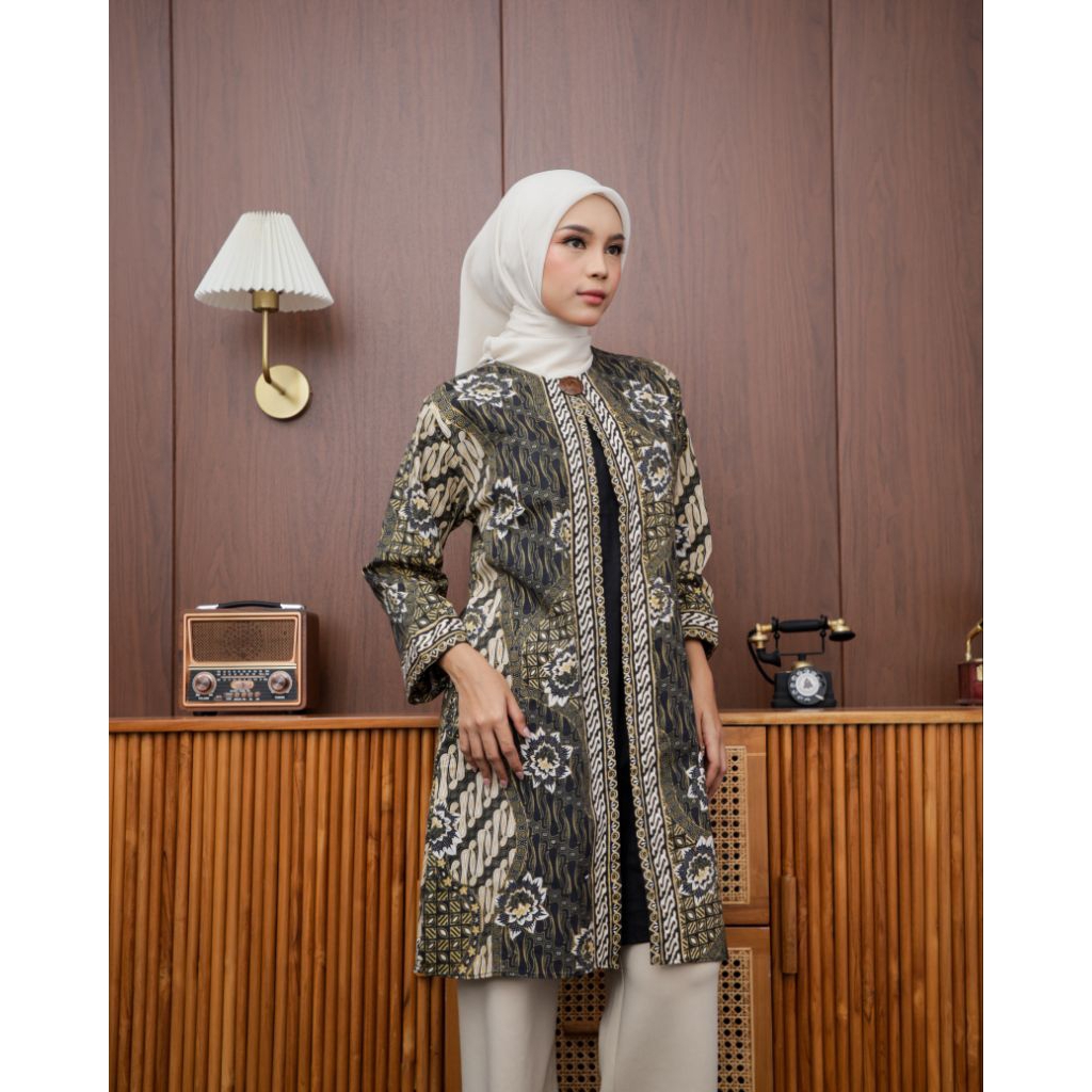 Batik Tunik Exclusive Katun Stretch - Pakaian Wanita Batik Motif Kemepyur Arya Brahma