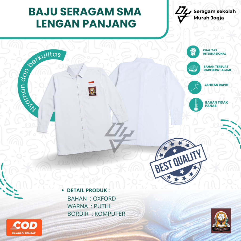 SERAGAM SEKOLAH JOGJA - SERAGAM SMA BAJU - SERAGAM SMA BAJU LENGAN PANJANG SMA BAJU SERAGAM SMA MURA