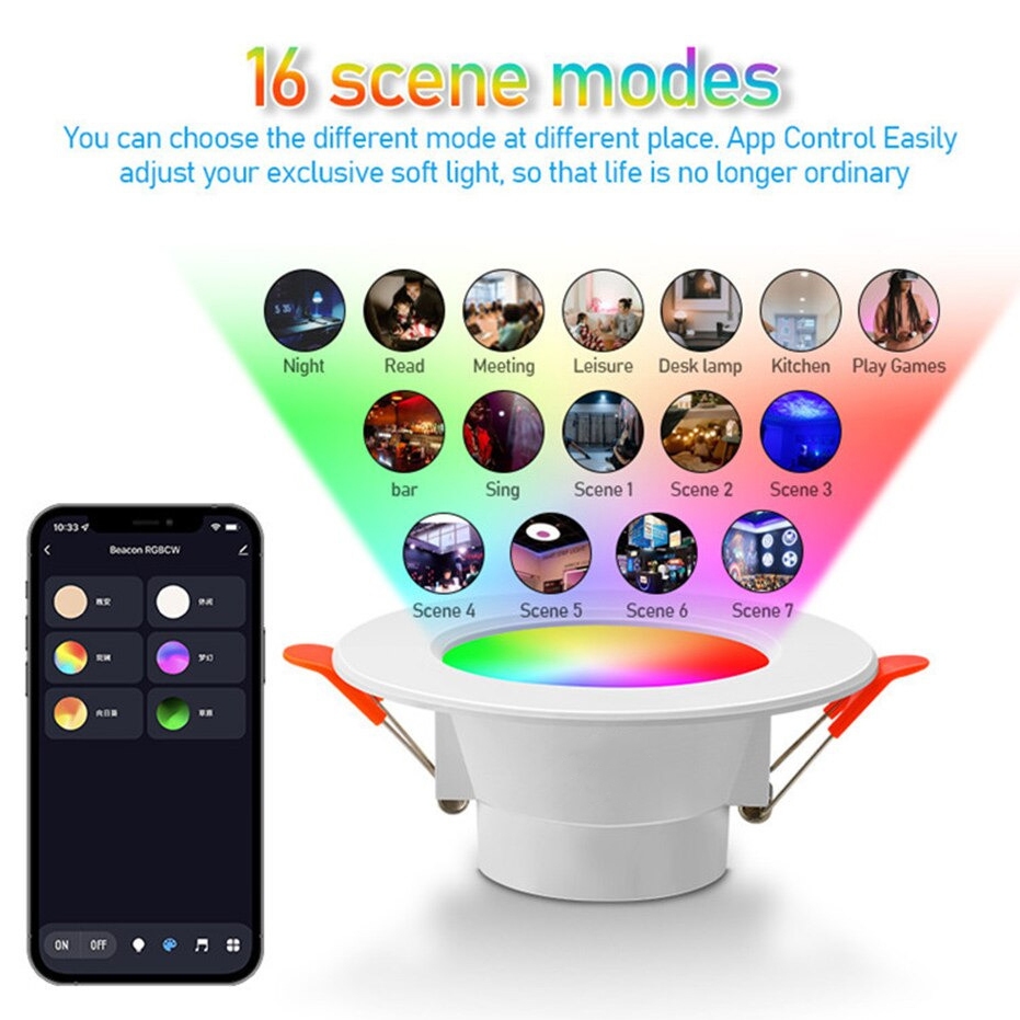 Lampu Downlight LED Smart Bulb Bluetooth RGB