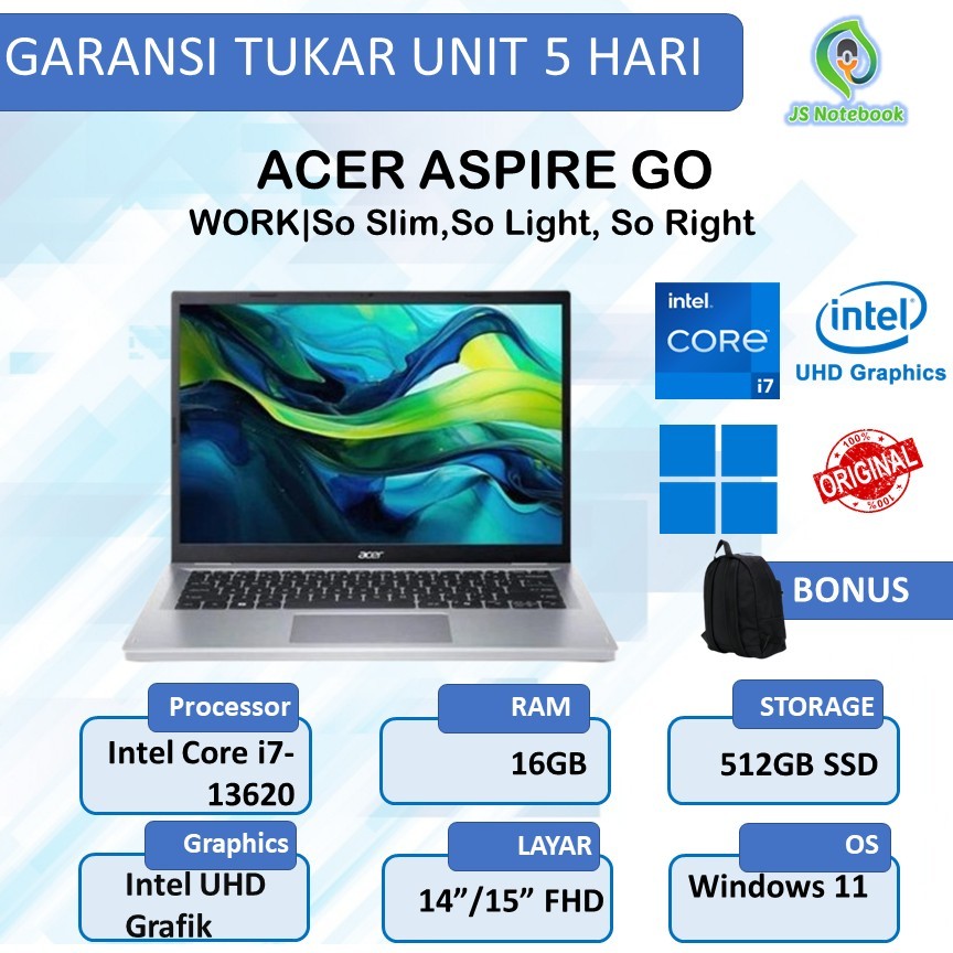 ACER ASPIRE GO AG14/AG15 I7 13620 16GB 512GB W11PRE 14.0FHD