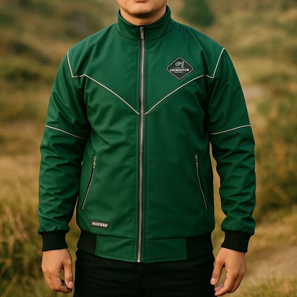 Jaket Bomber Waterproof Hijau Bonding jaket bomber antiair