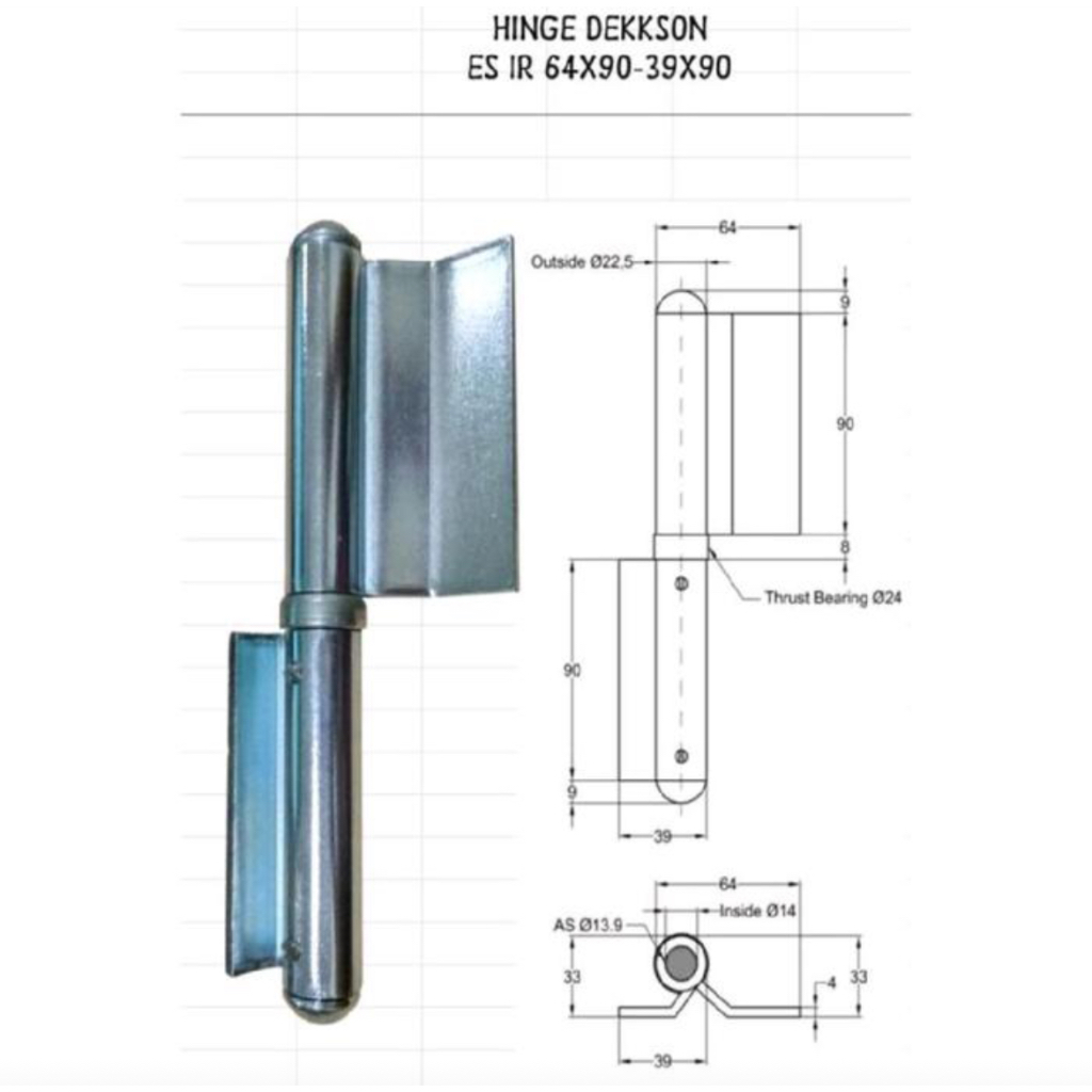engsel bubut dekson hinges dekson ES IR 64x90 - 39x90 GALV engsel pintu besi baja galvanis