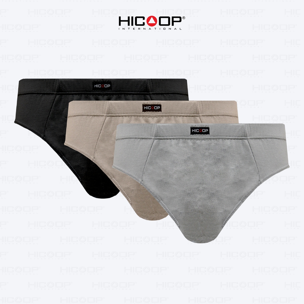 Hicoop - Underwear Brief Classic - Celana Dalam Pria - Hitam/Coklat/Abu - Isi 3 Pcs - HB69