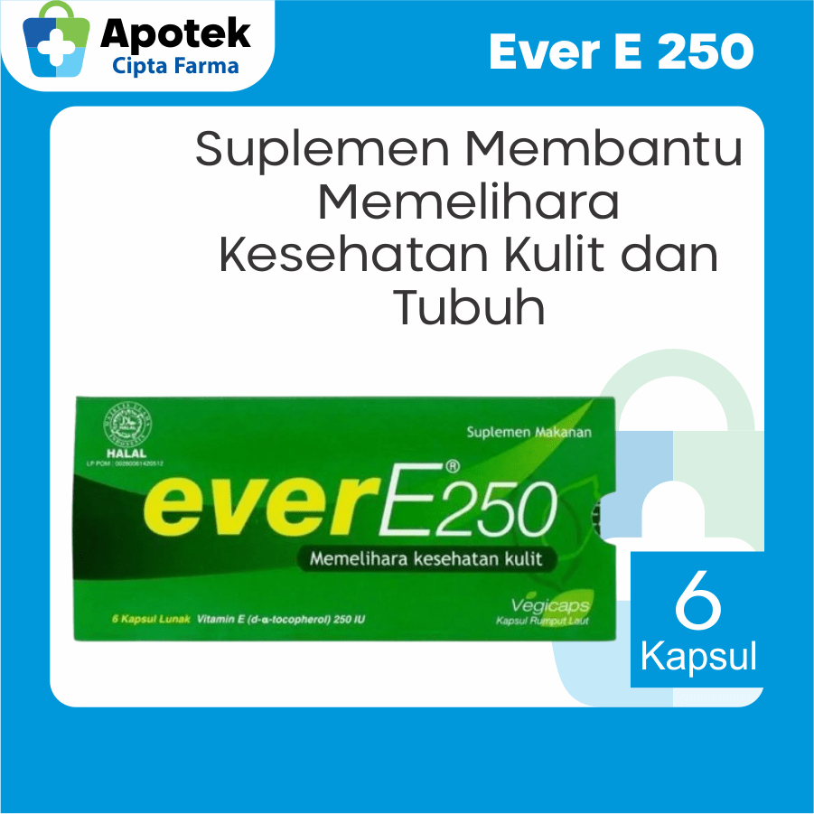 Ever E 250 6 Kapsul Rumput Laut Vitamin Kulit Suplemen Kecantikan Suplemen Kulit Vitamin E untuk Kul