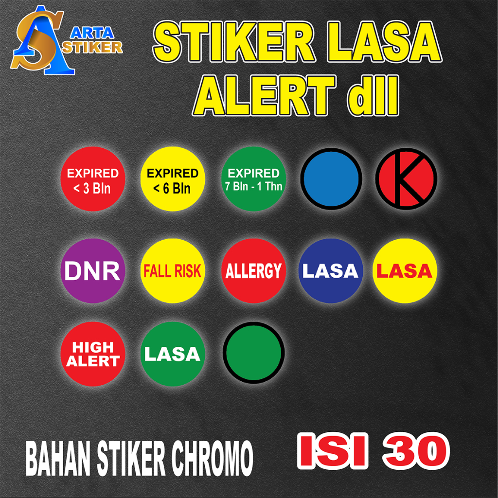 Stiker High Alert & Lasa | Sticker label obat lasa RS & Apotek (045)