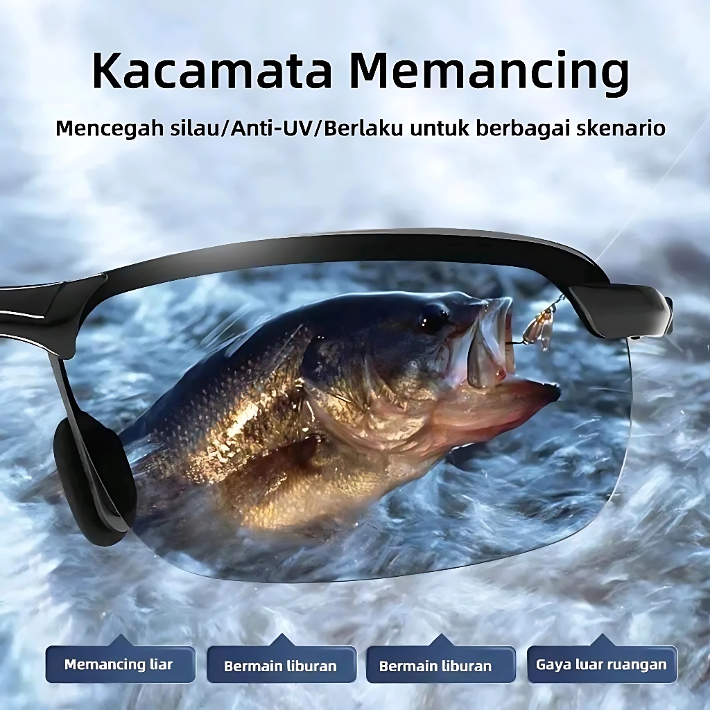 Kacamata Mancing Polarized Photochromic || Kacamata Sporty Polarized Tembus Air Pria