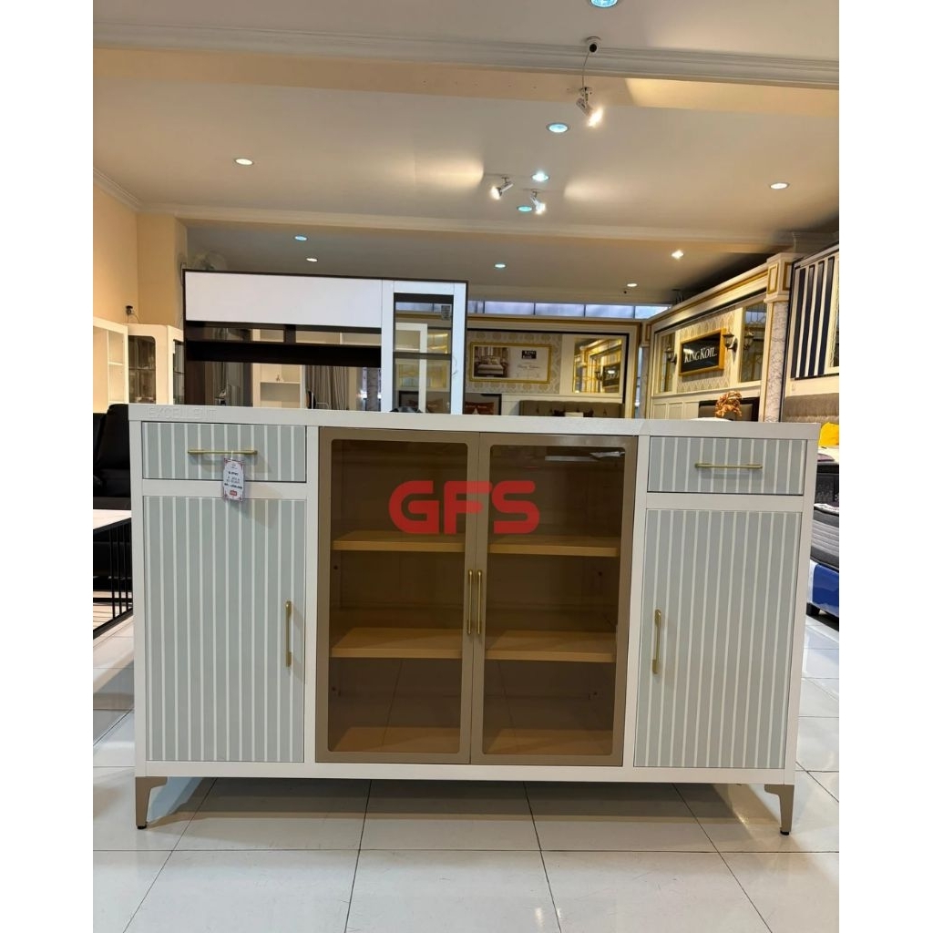 Sideboard / Lemari Serbaguna Plat Besi Kombinasi Pintu Kaca  // GFS STORE