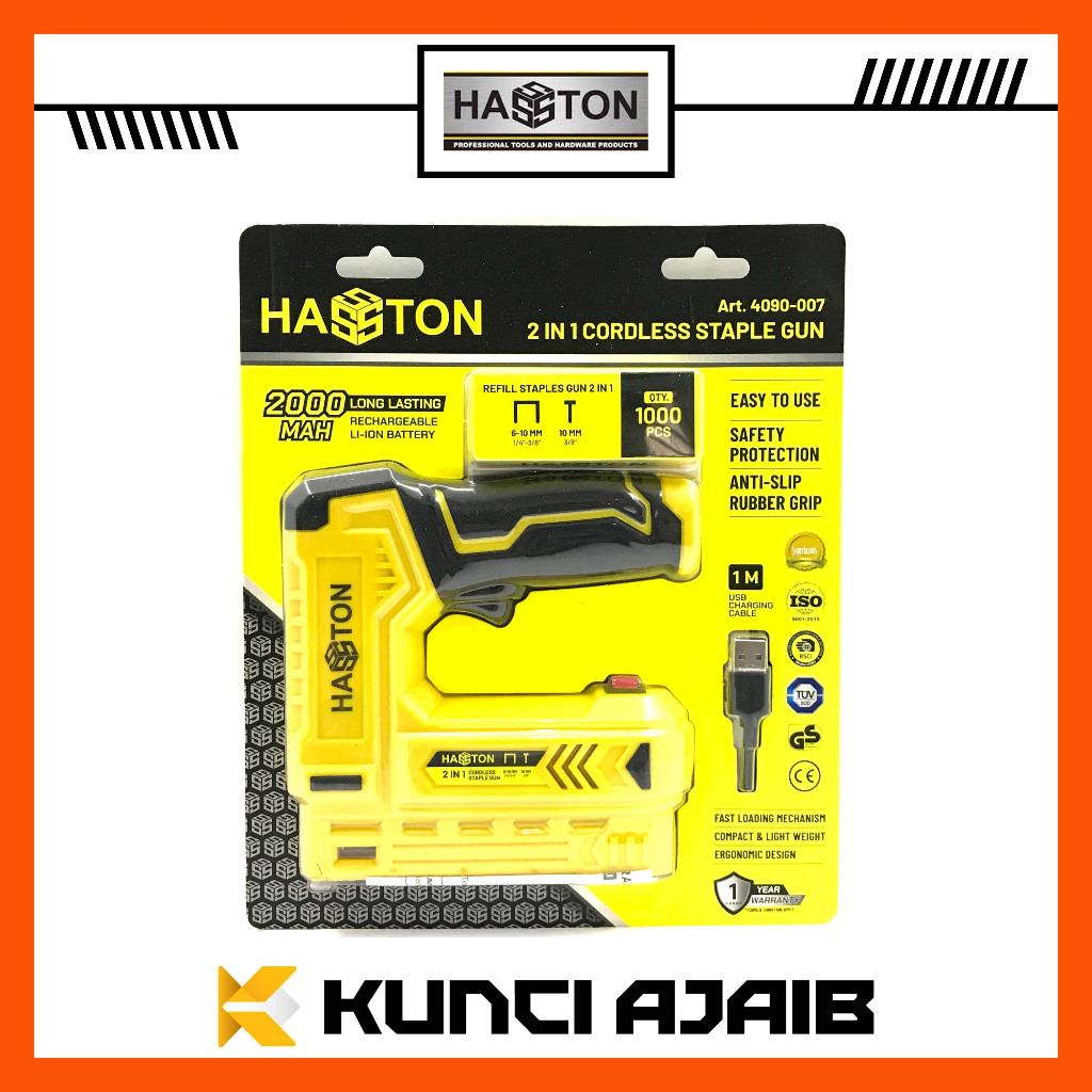 

HASSTON 4090-007 Cordless Stapler - Mesin Paku Staples Tembak Baterai