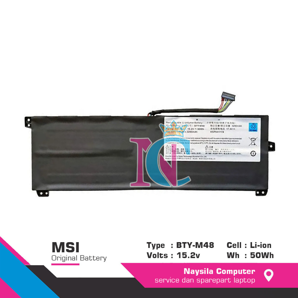 Battery MSI Model BTY-M48 (For MSI PS42 8RB Prestige, MSI Modern 14 Series) MSI Battery Notebook
