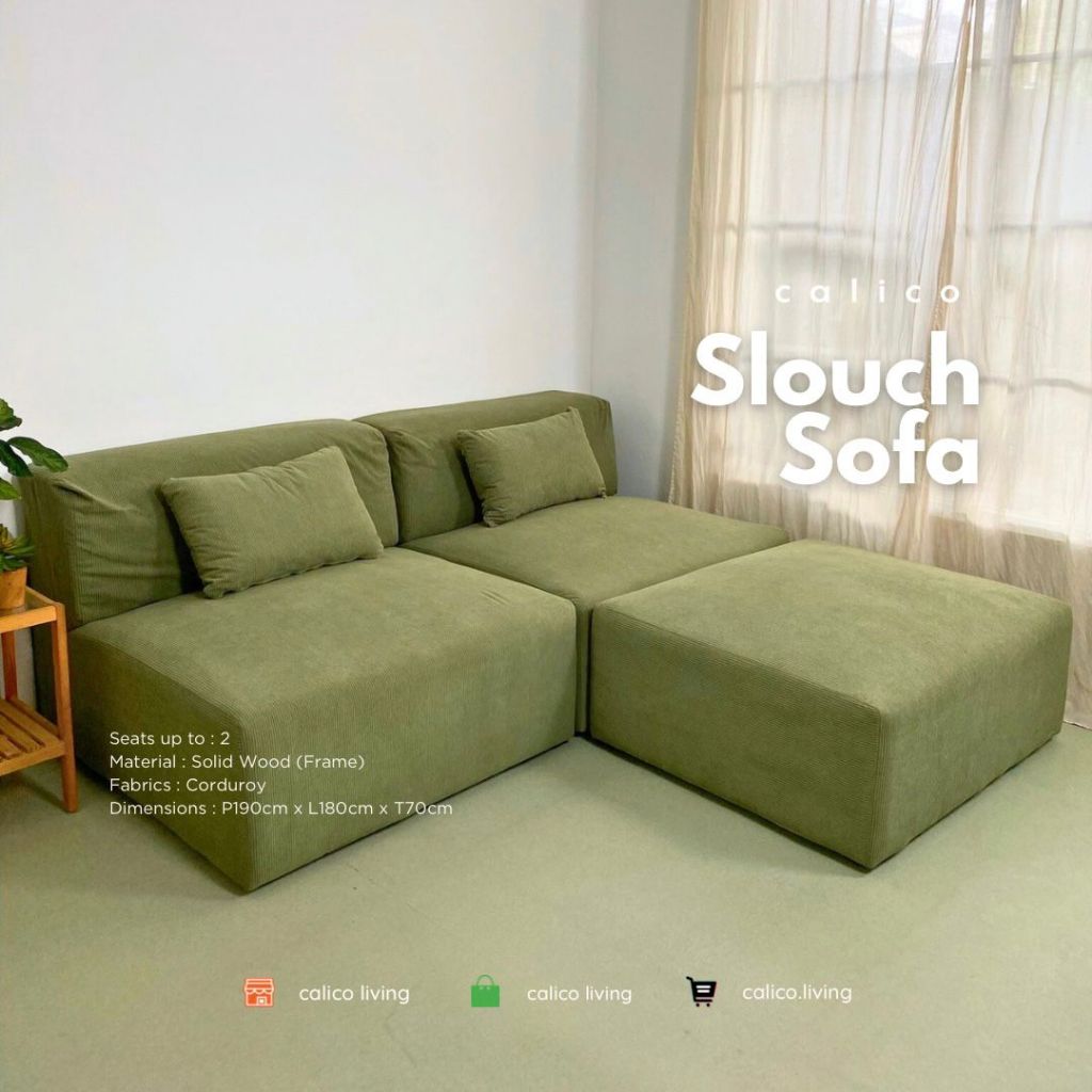 SLOUCH SOFA - Sofa Sudut Korea Kotak Fluffy Lembut Minimalis Besar Sofa L Sofa Sudut Sofa Corner 3 S