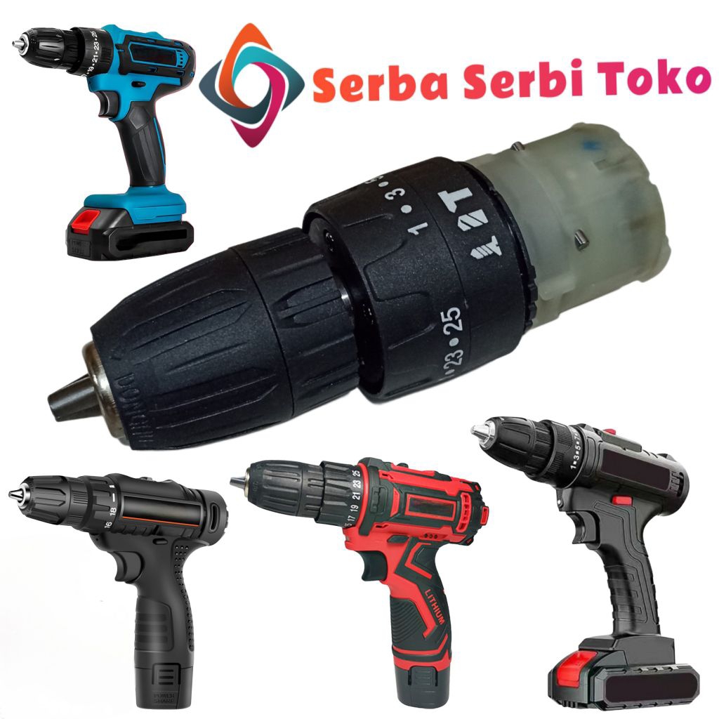 GEARBOX + CHUCK BOR BATERAI 12V 18V 20V 36V 3/8 10MM 3 MODE BOR CORDLESS IMPACT DRILL