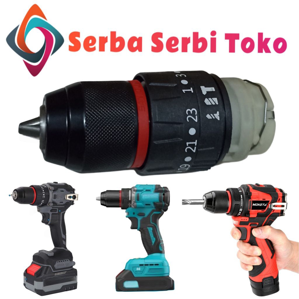 GEARBOX+CHUCK BOR CORDLESS DRILL BRUSHLESS 3/8 10MM 3 MODE SIGLE KEYLESS GEABOX KEPALA BOR IMPACT DR