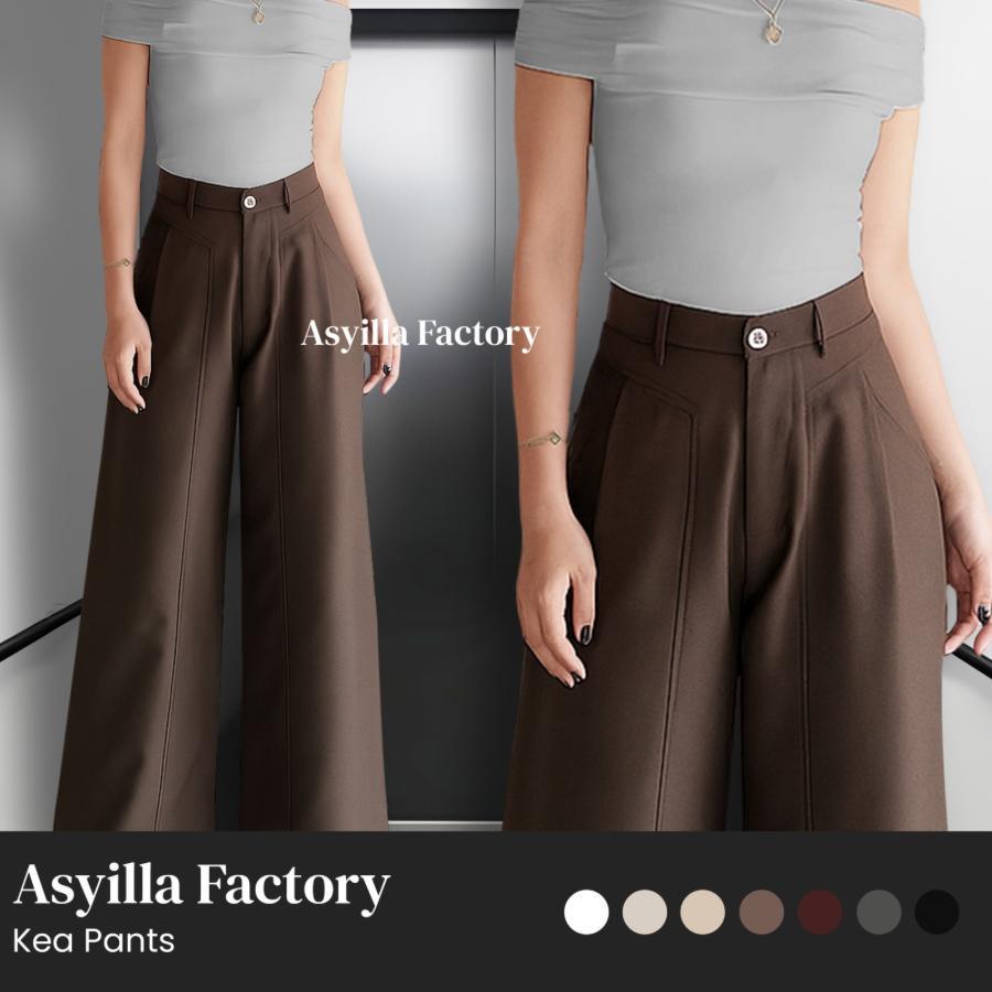 Aysilla_Factory - Kea Pants Celana Kerja Highwaist Loose Pants Trousers wanita kantor Anti Kusut