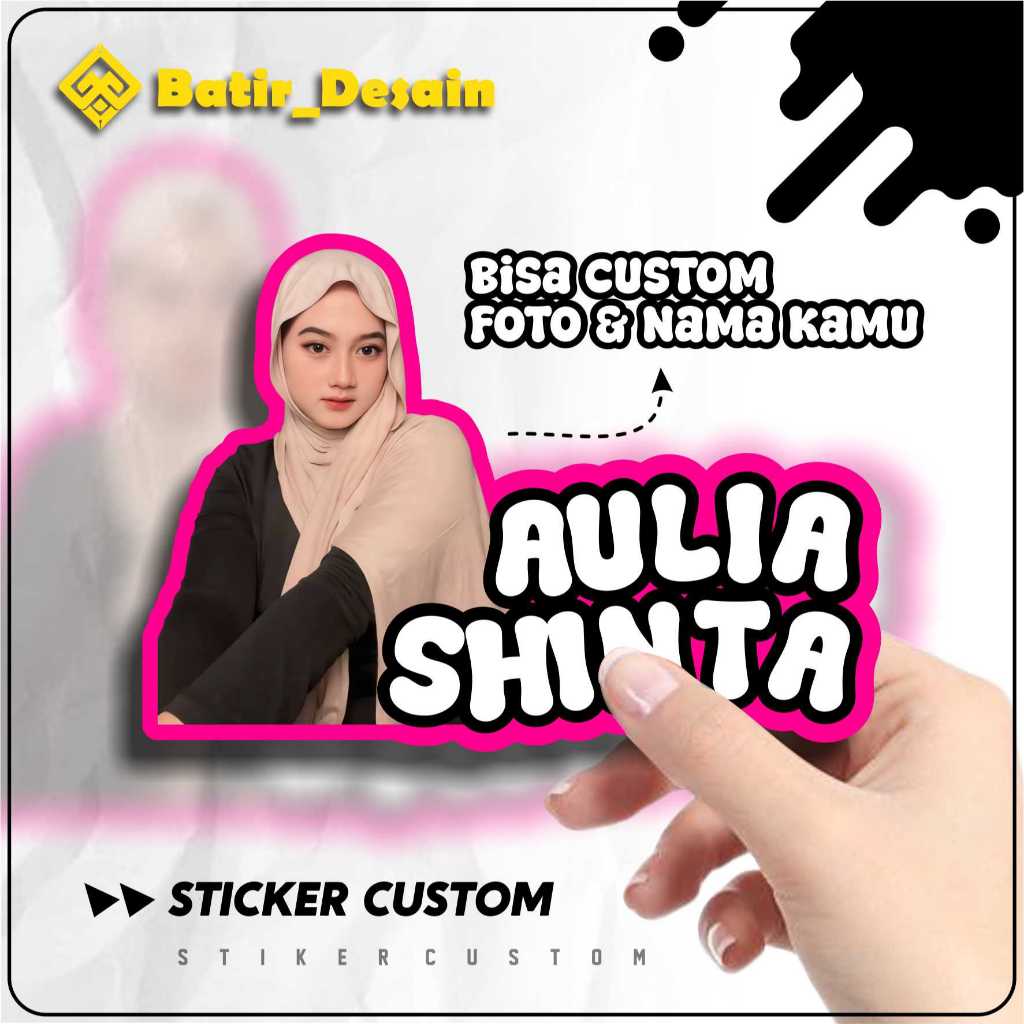 

sticker viral Stiker Foto Wajah dan Tulisan Nama Custom