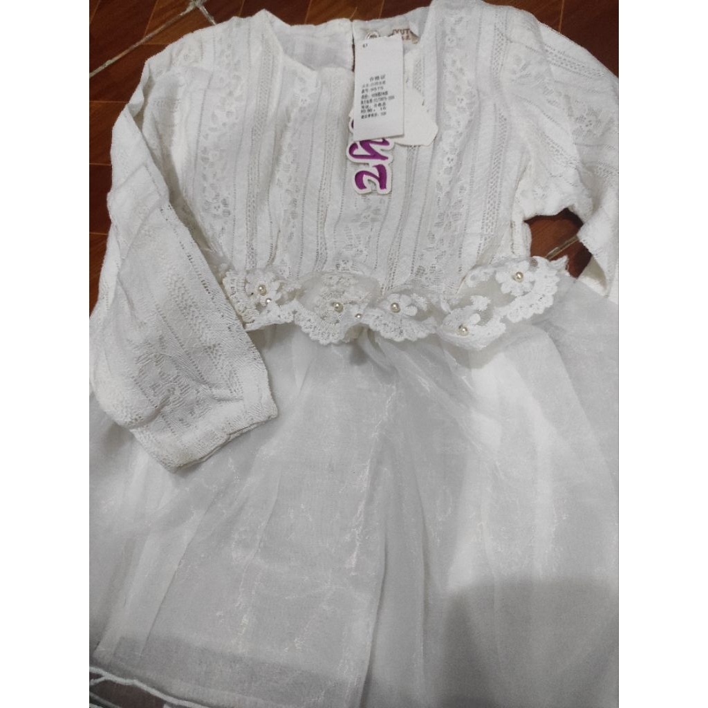 SALE DRESS PUTIH LENGAN PANJANG BROKAT IMPORT