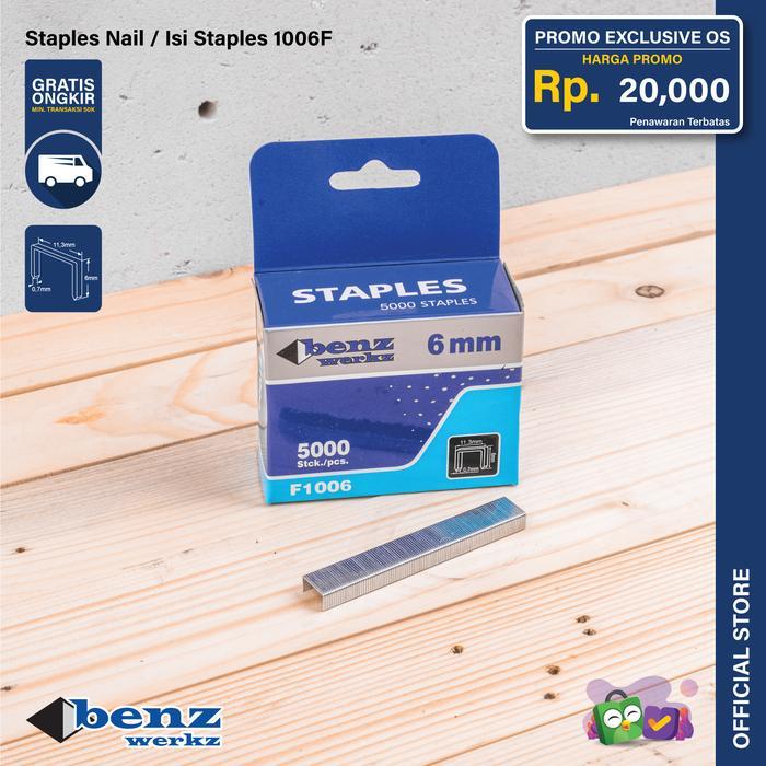 

BENZ WERKZ - Isi Staples Tembak 1008F 8 mm 5000 Pcs / Staples Nail 1006F 6 mm 5000 Pcs