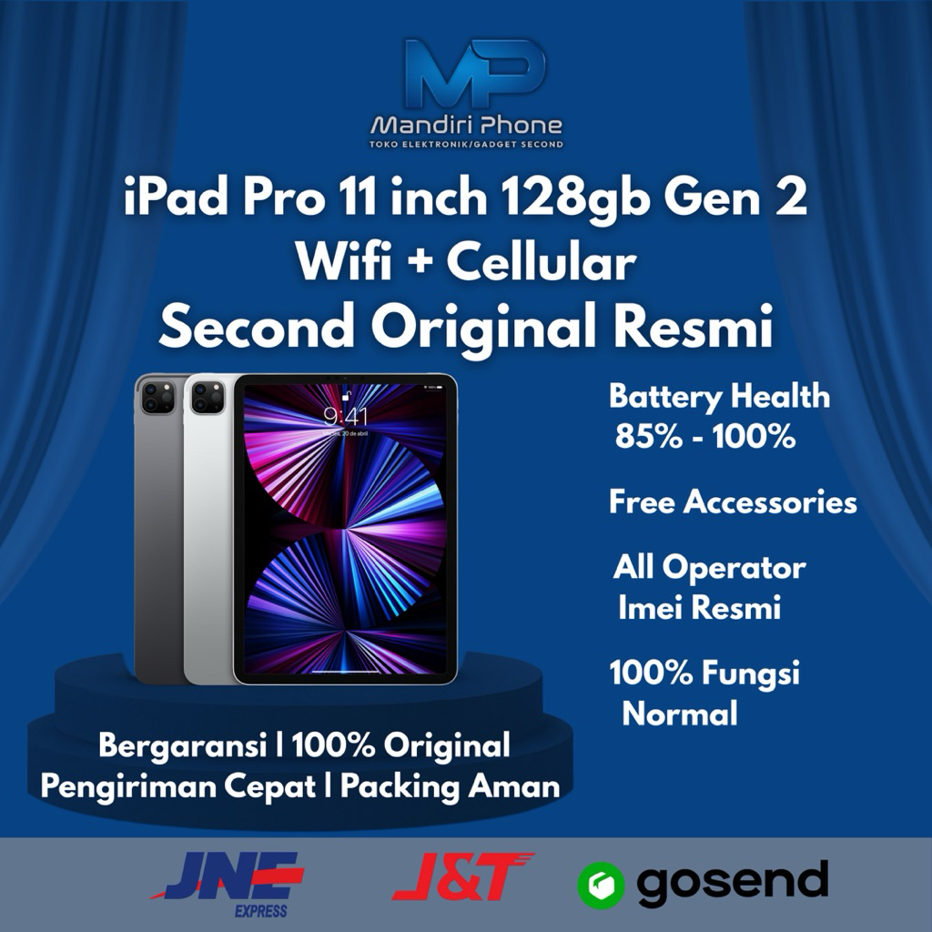 iPad Pro 11 inch 128GB Gen 2 Wifi + Cellular Second original resmi