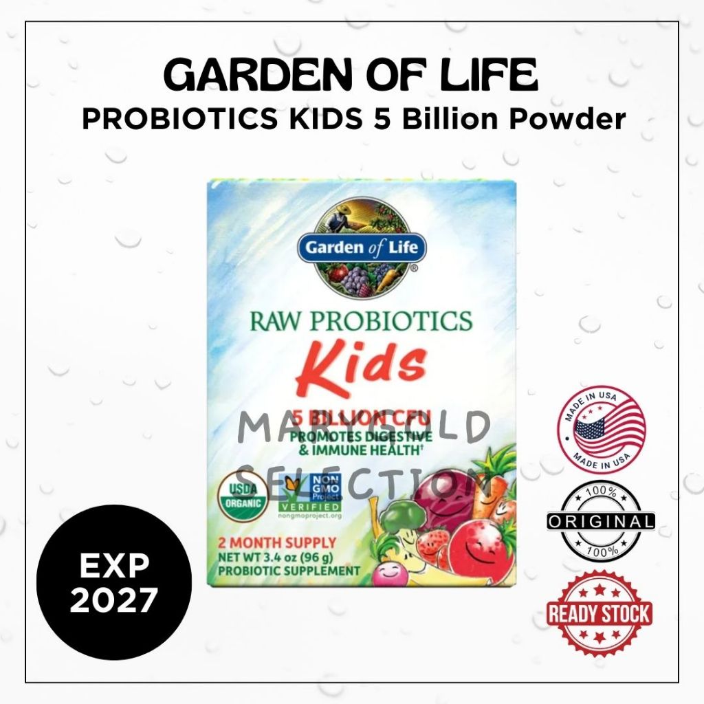 Raw Probiotics Kids 5 Billlion Garden of Life 96 g probiotic anak probiotik bubuk kesehatan pencerna