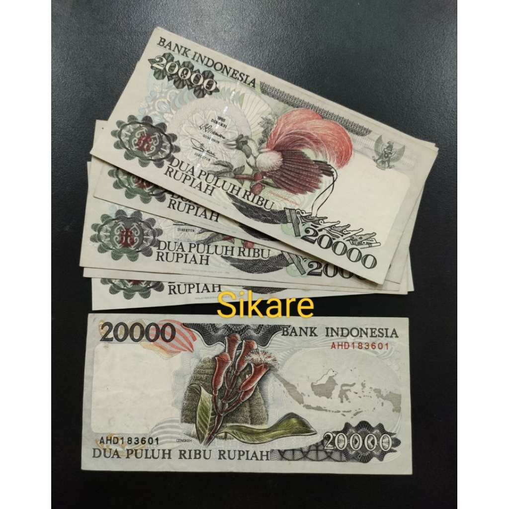 20000 Rupiah Cendrawasih 1992 1995 Bekas Pakai VF kertas koleksi