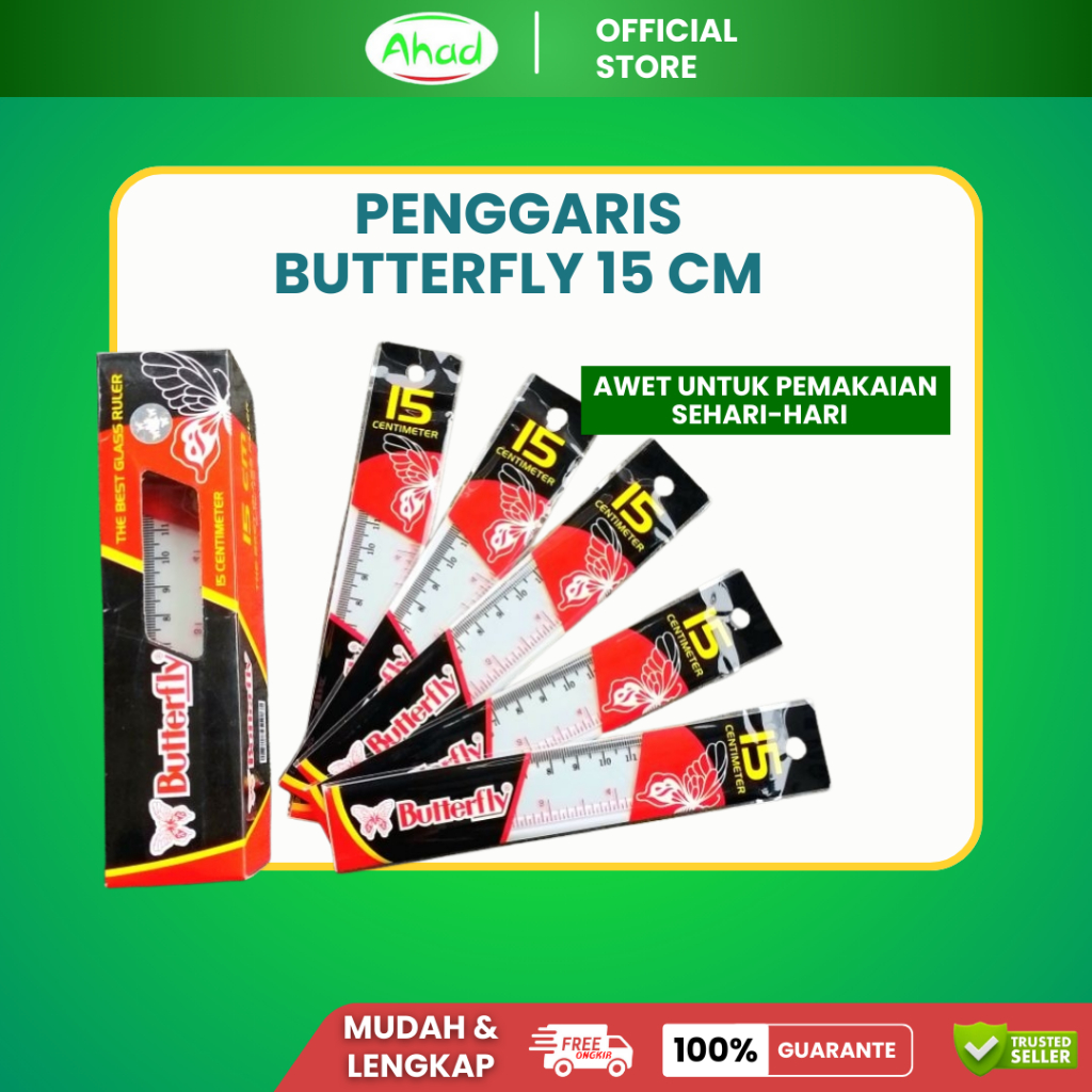 

PENGGARIS PLASTIK BUTTERFLY 15 CM