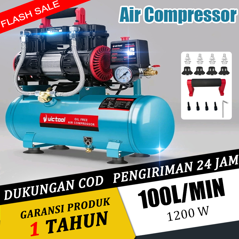 DEWIN Kompresor Mini Listrik Pompa Angin Ban 1200W 100L/min Air compressor Mesin Kompresor Angin