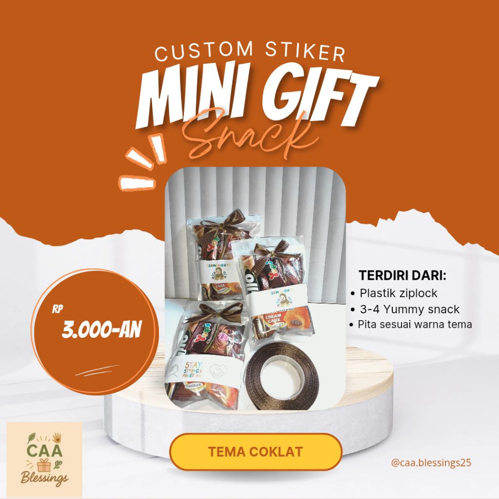 

Mini Gift Snack Tema Coklat | [Free Custom Stiker]| Mini Snack ulangtahun | Isian Snack pouch