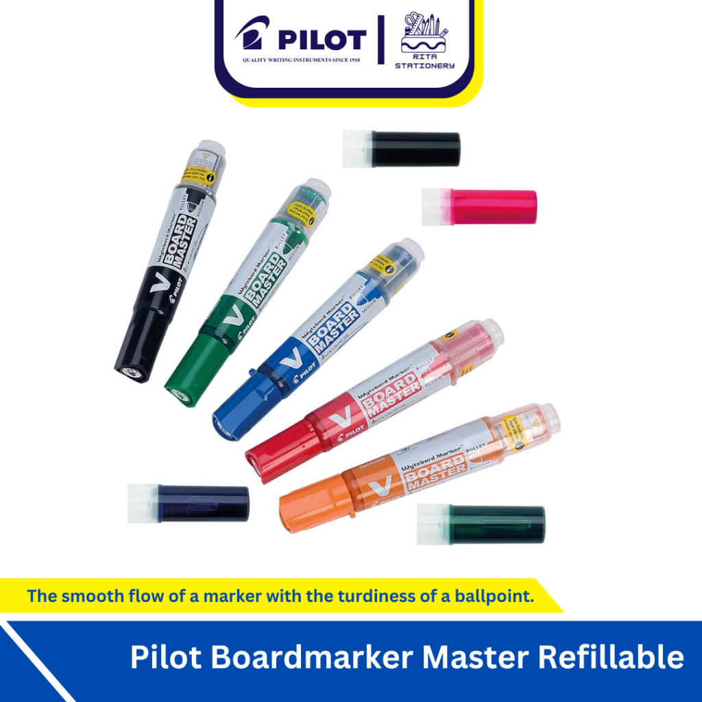 

Spidol Whiteboard Pilot V Board Master Pilot Refillable & Isi whiteboard Pilot board master original japan