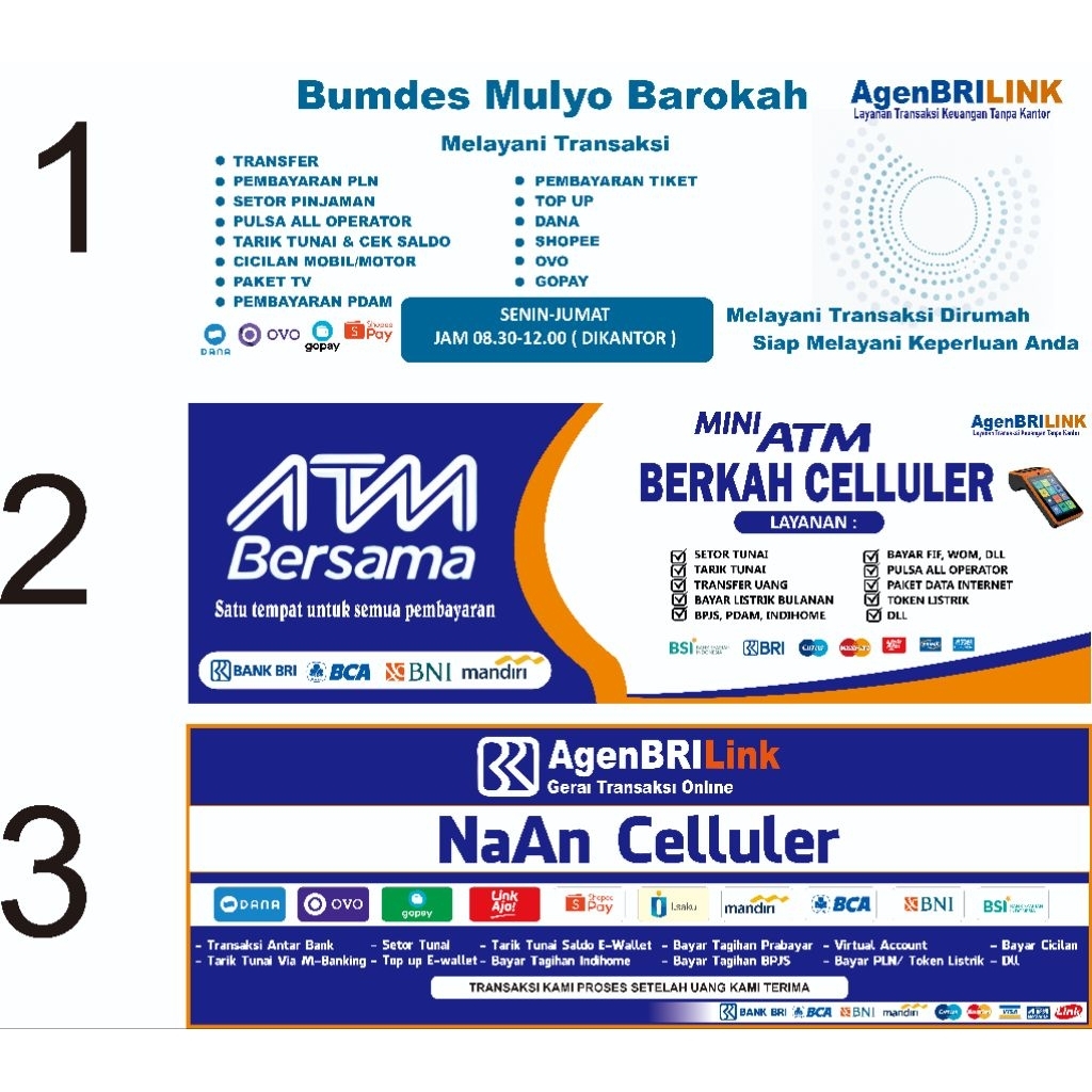 

Spanduk banner Agen BRI BRILink free design custom nama toko
