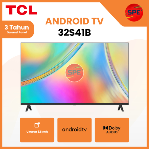 ANDROID TV TCL UKURAN 32 INCH 32S41B HD GARANSI RESMI (MEDAN)