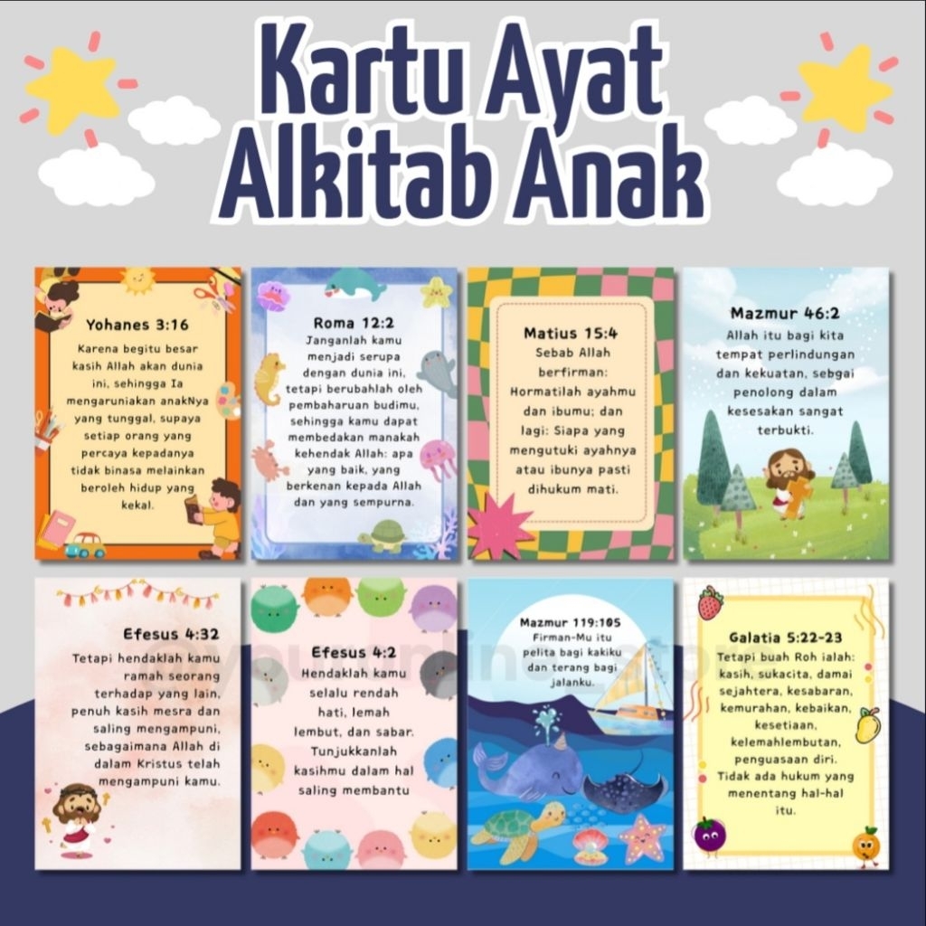 Pembatas Buku, Kartu Ayat Alkitab, Pembatas Alkitab Anak