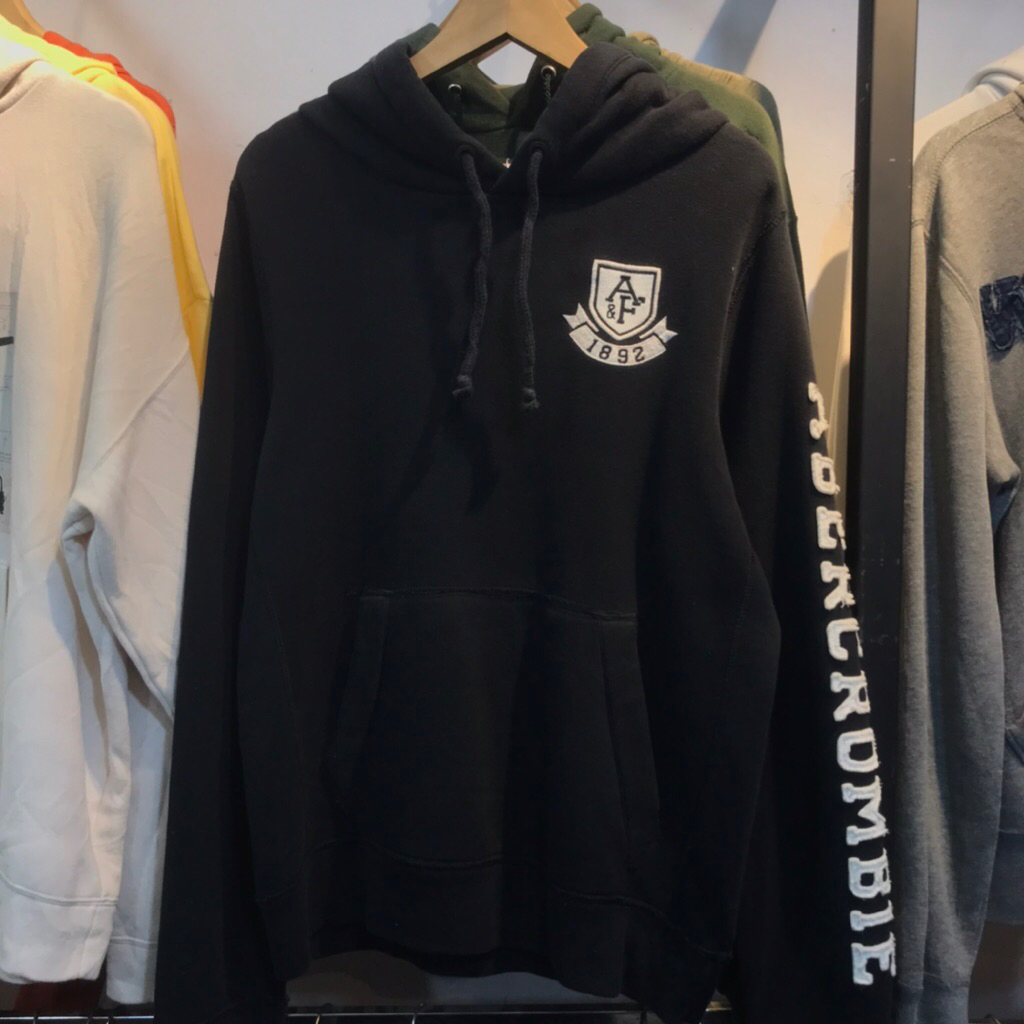 Hoodie Abercrombie Logo Bordir Hitam & Navy Second