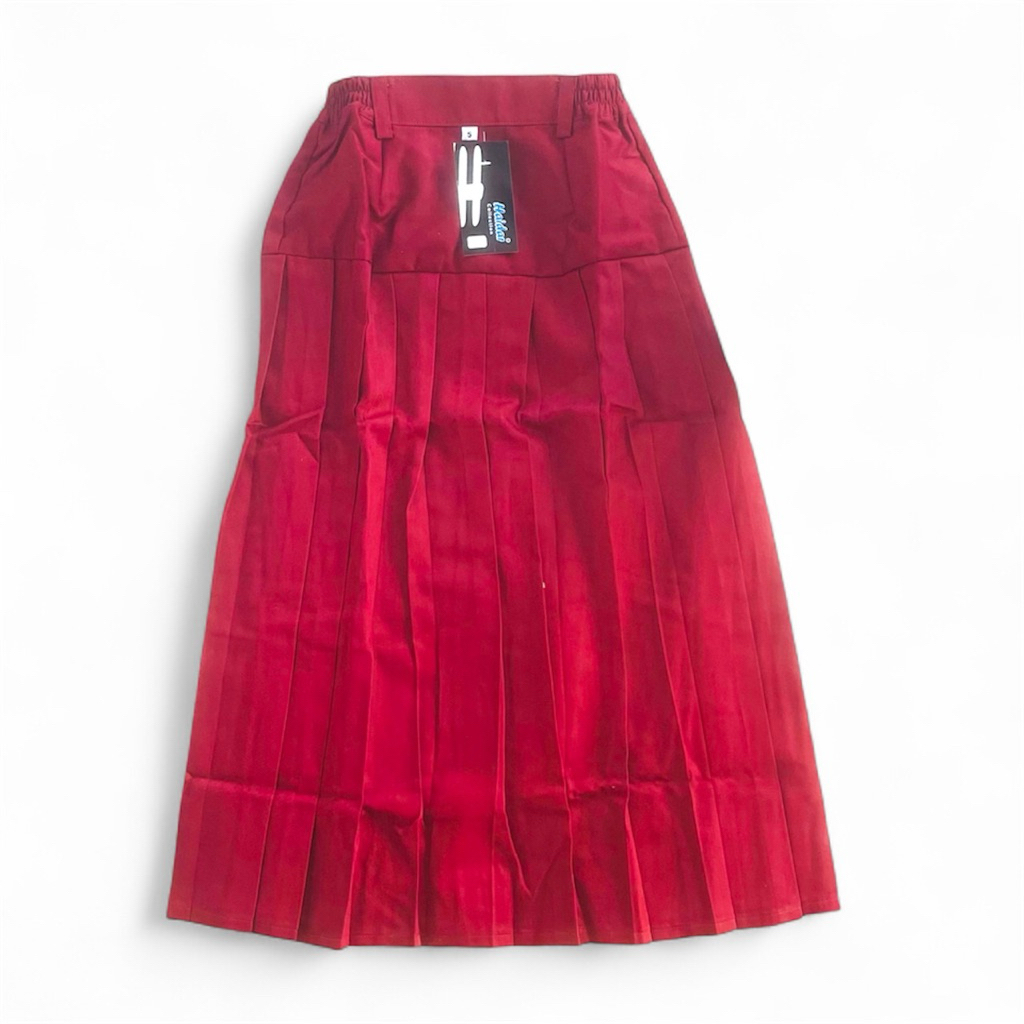 Rok panjang SD/MI/rok plisket merah hati  ,rok panjang turun pinggang SD/MI/bahan drill