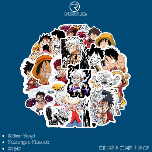 

OURULES - 60 Pcs Stiker Pack Anime One Piece LUFFY Hypebeast Aesthetic 002 VinyL Glossy Waterproof