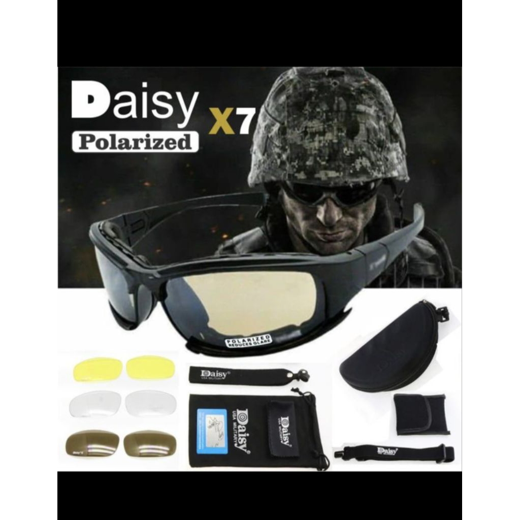 Kacamata daisy olahraga kerja tni polri brimob satpam - kacamata taktis / tactical hitam polarized p