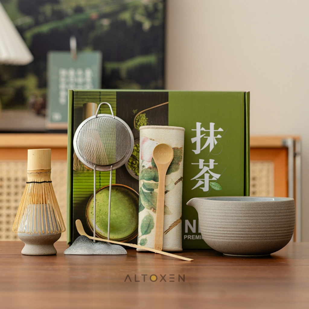 8 pcs - Premium Japanese Matcha Tea Set Alat Matcha Jepang Tradisional Hampers Bowl Chasen Keramik M