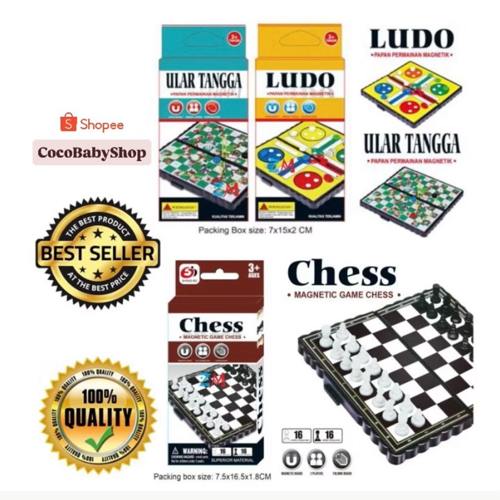 Mainan Anak Papan Magnet Catur - Ludo - Ular Tangga - Board Game