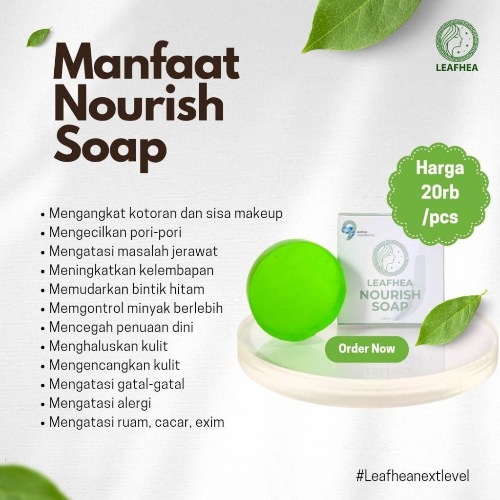 BPOM & Halal | Paket sabun nourish shoap leafhea alami Glowing & Cerah, aman Bumil & Busui, ampuh me