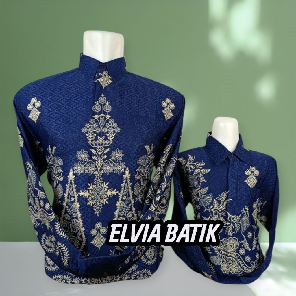 Batik pria lengan panjang bahan bahan dobby puring warna nevy/biru dongker