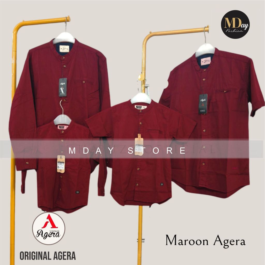 AGERA KEMEJA KOKO COUPLE AYAH ANAK SPESIAL MAROON KATUN TWILL TERBARU