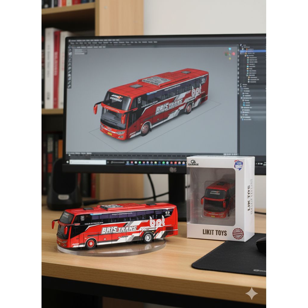 PROMO MAINAN Miniatur Bus Basuri BRIS TRANS Jet Bus 5 Terbaru 1/87 Papercraft