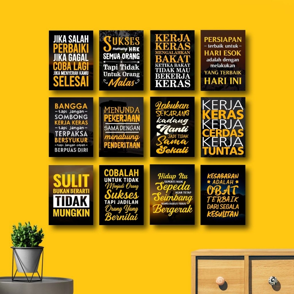 Pajangan Dinding Motivasi Kerja Poster Kayu Quotes Kantor Hiasan Dinding Kata Kata Bijak