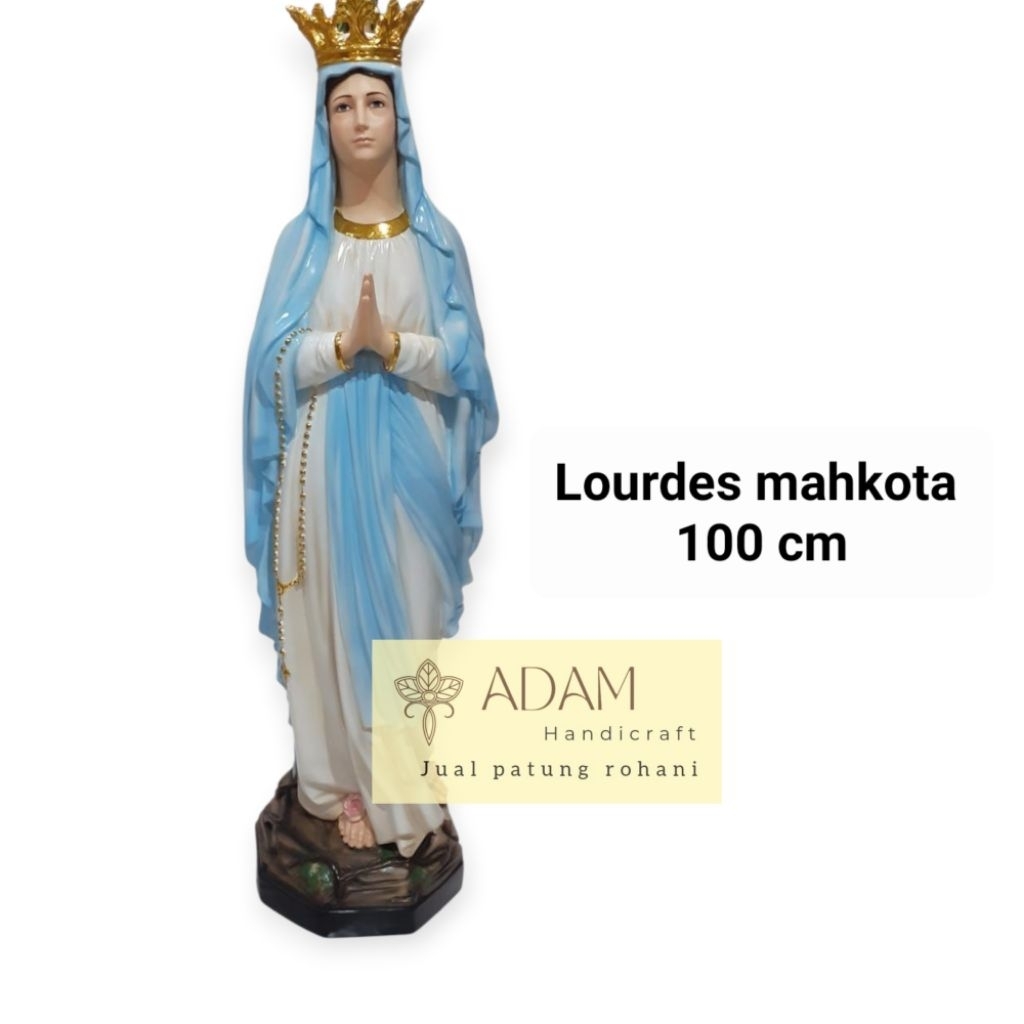 Patung Maria Lourdes Mahkota dan rosario 100 cm